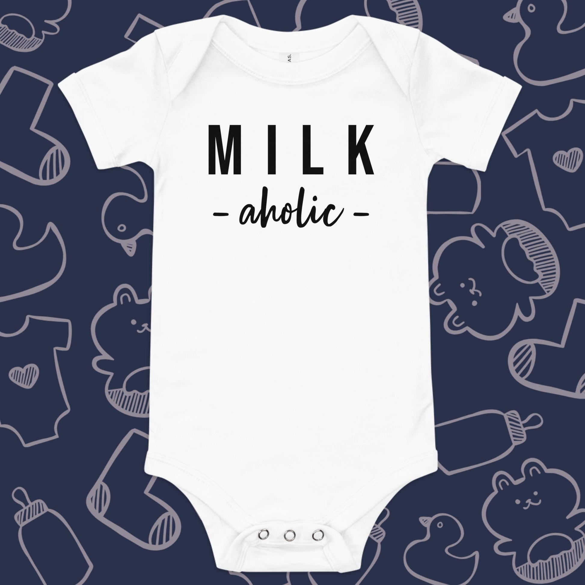 Milkaholic Onesie - Product Shot - Funny Baby Onesie - Cute Baby Onesie - Boy Baby Onesie - Girl Baby Onesie - Newborn Onesie - Baby Shower Gift - Baby Gift - Newborn Gift