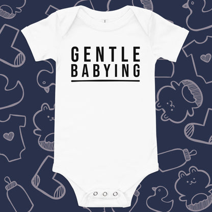 Gentle Babying Onesie - Product Shot - Funny Baby Onesie - Cute Baby Onesie - Boy Baby Onesie - Girl Baby Onesie - Newborn Onesie - Baby Shower Gift - Baby Gift - Newborn Gift