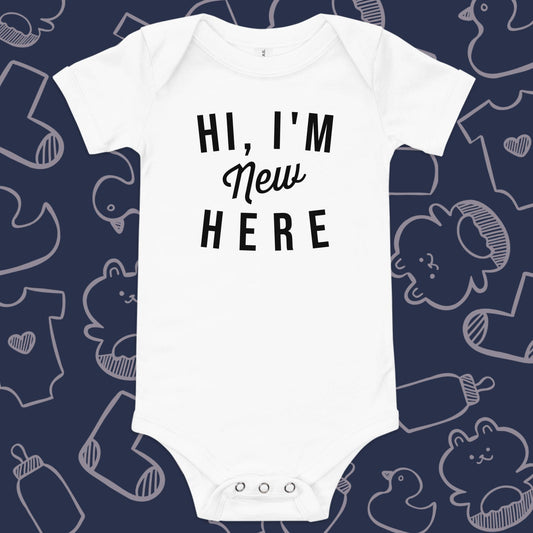 Im New Here Onesie - Product Shot - Funny Baby Onesie - Cute Baby Onesie - Boy Baby Onesie - Girl Baby Onesie - Newborn Onesie - Baby Shower Gift - Baby Gift - Newborn Gift