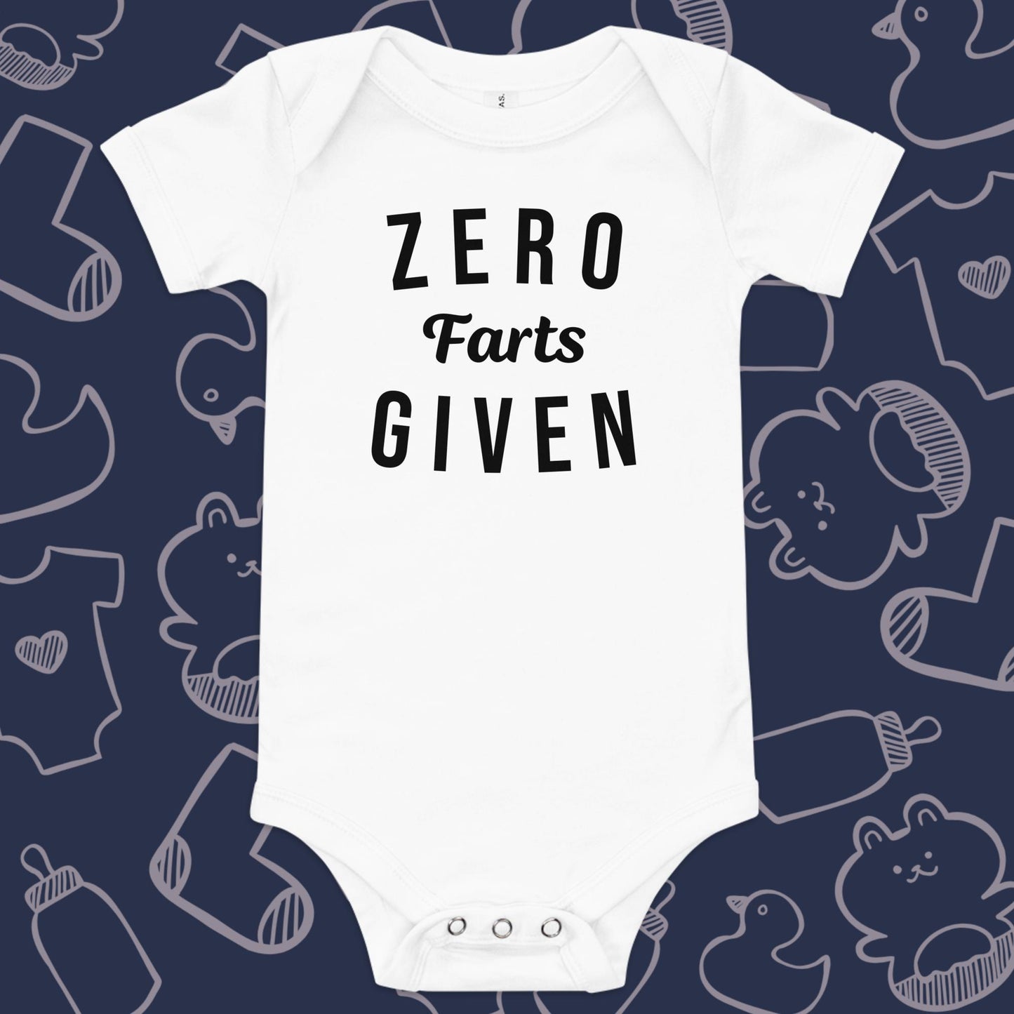 Zero Farts Given Onesie - Product Shot - Funny Baby Onesie - Cute Baby Onesie - Boy Baby Onesie - Girl Baby Onesie - Newborn Onesie - Baby Shower Gift - Baby Gift - Newborn Gift