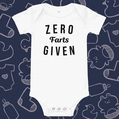 Zero Farts Given Onesie - Product Shot - Funny Baby Onesie - Cute Baby Onesie - Boy Baby Onesie - Girl Baby Onesie - Newborn Onesie - Baby Shower Gift - Baby Gift - Newborn Gift