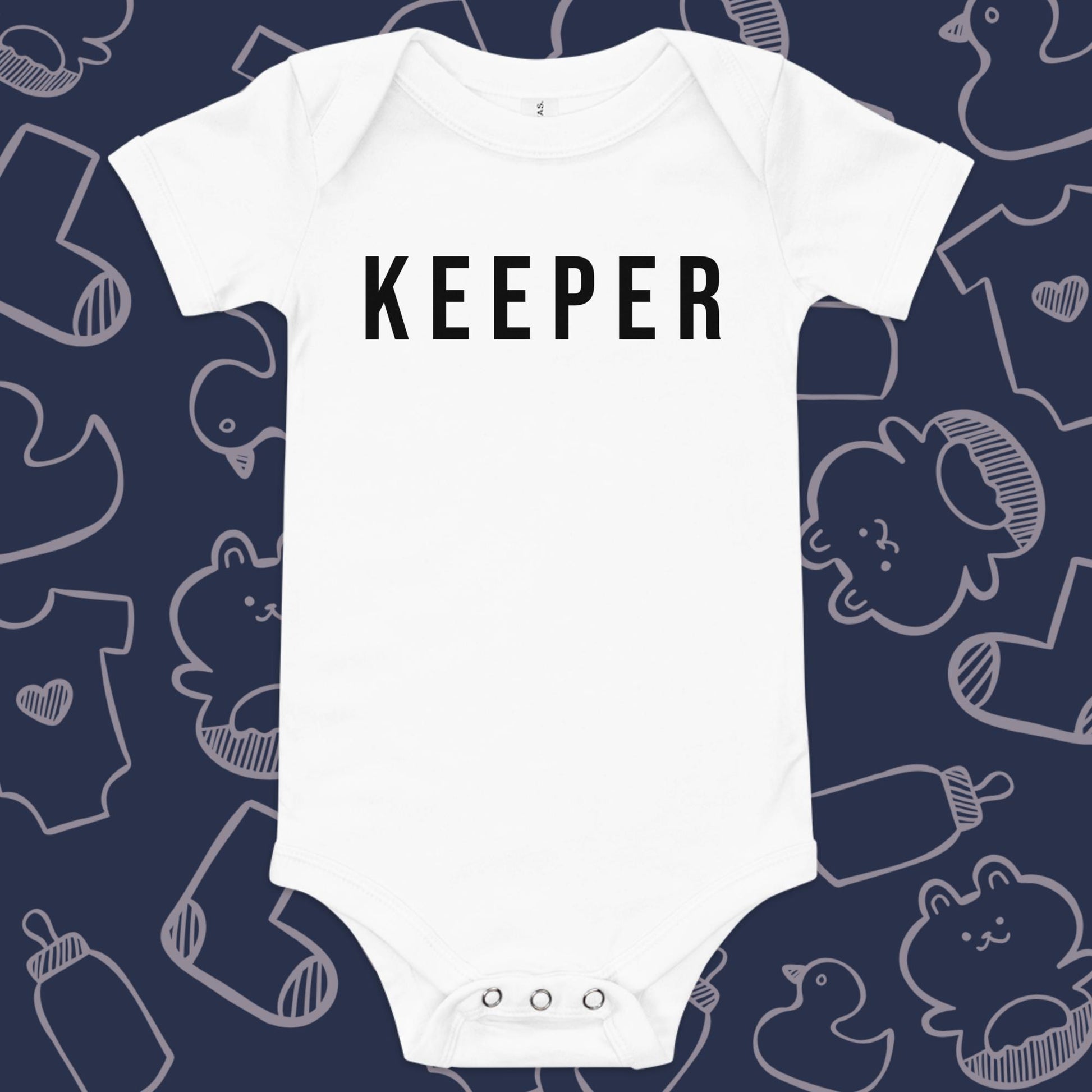 Keeper Onesie - Product Shot - Funny Baby Onesie - Cute Baby Onesie - Boy Baby Onesie - Girl Baby Onesie - Newborn Onesie - Baby Shower Gift - Baby Gift - Newborn Gift