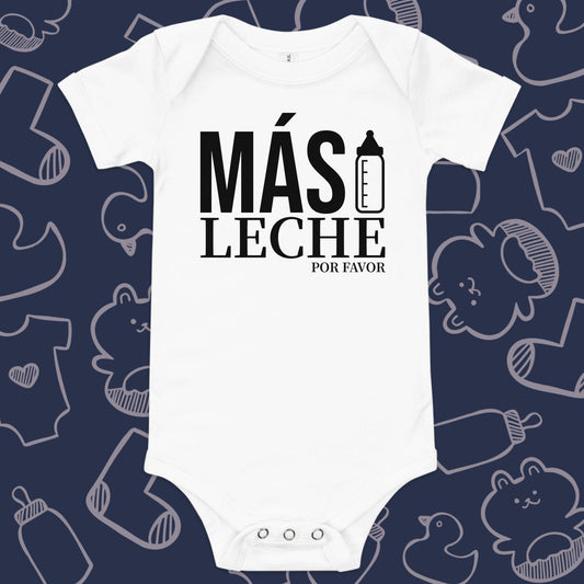 Más Leche Onesie - Product Shot - Funny Baby Onesie - Cute Baby Onesie - Boy Baby Onesie - Girl Baby Onesie - Newborn Onesie - Baby Shower Gift - Baby Gift - Newborn Gift