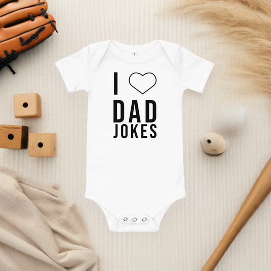 Dad Jokes Onesie - Lifestyle Shot - Funny Baby Onesie - Cute Baby Onesie - Boy Baby Onesie - Girl Baby Onesie - Newborn Onesie - Baby Shower Gift - Baby Gift - Newborn Gift