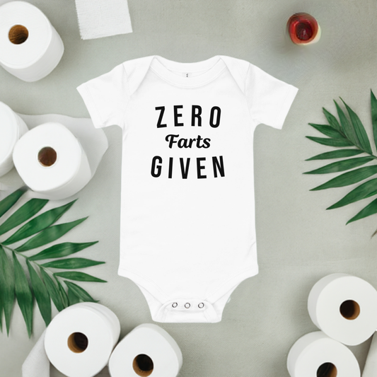 Zero Farts Given Onesie - Lifestyle Shot - Funny Baby Onesie - Cute Baby Onesie - Boy Baby Onesie - Girl Baby Onesie - Newborn Onesie - Baby Shower Gift - Baby Gift - Newborn Gift