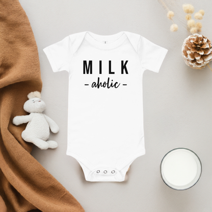 Milkaholic Onesie - Lifestyle Shot - Funny Baby Onesie - Cute Baby Onesie - Boy Baby Onesie - Girl Baby Onesie - Newborn Onesie - Baby Shower Gift - Baby Gift - Newborn Gift